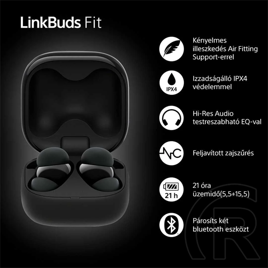 Sony WF-LS910N Linkbuds Fit zajszürős True Wireless Bluetooth fekete fülhallgató