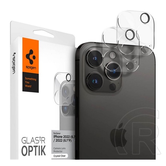Spigen Apple iPhone 14 Pro Max optik kameravédő üveg 2db (lekerekített szél, karcálló, 9h) átlátszó