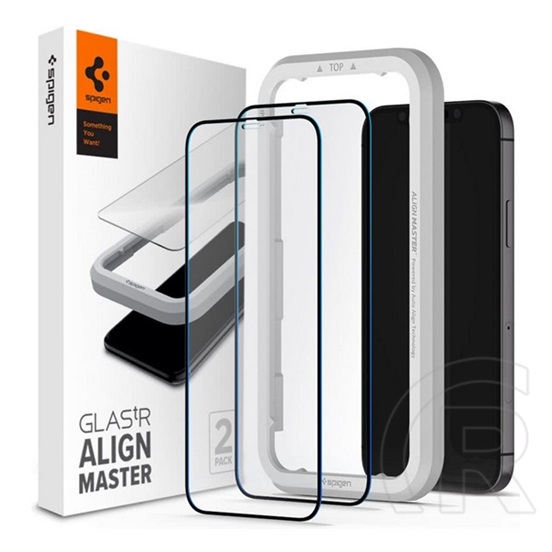 Spigen ALM FC Apple iPhone 12 képernyővédő üveg 2db (2.5D, ujjlenyomatmentes, karcálló, 9H, ultravékony, színkiemelés) f