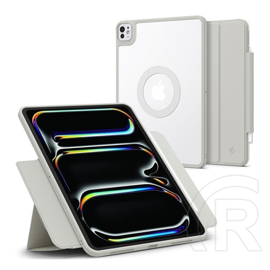Spigen Apple IPAD Pro 11 (2024) air skin pro onetap tok, eco bőr hatású (aktív flip, asztali tartó, mágneses) szürke