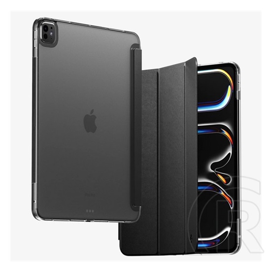 Spigen Apple IPAD Pro 11 (2025) liquid air szilikon tok (aktív flip, oldalra nyíló, trifold, asztali tartó) fekete