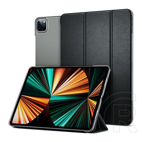 Spigen Apple Ipad Air 13 (2024) fold tok álló, bőr hatású (aktív flip, oldalra nyíló, trifold, asztali tartó) fekete