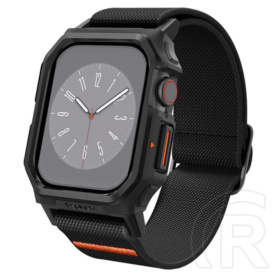 Spigen Apple Watch Series 10 42mm lite fit pro pótszíj (egyedi méret, textil, ütésállóság + szilikon keret) fekete