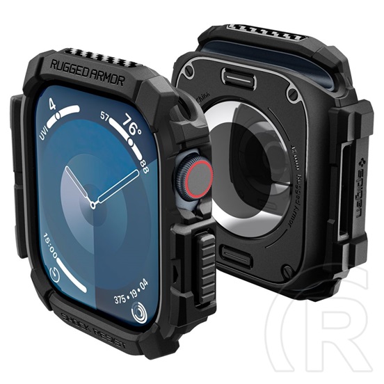 Spigen Apple Watch Series 10 42mm rugged armor pótszíj (egyedi méret, szilikon + szilikon keret) fekete