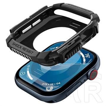 Spigen Apple Watch Series 10 42mm rugged armor pótszíj (egyedi méret, szilikon + szilikon keret) fekete
