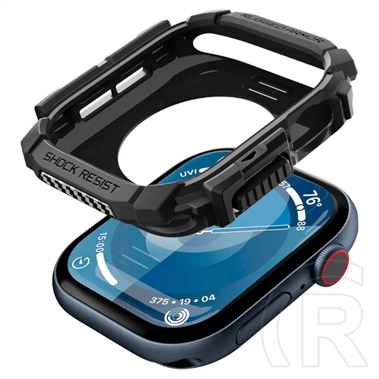 Spigen Apple Watch Series 10 42mm rugged armor pótszíj (egyedi méret, szilikon + szilikon keret) fekete