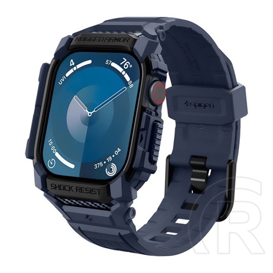 Spigen Apple Watch Series 10 42mm rugged armor pro pótszíj (egyedi méret, szilikon, ütésálló + szilikon keret) sötétkék
