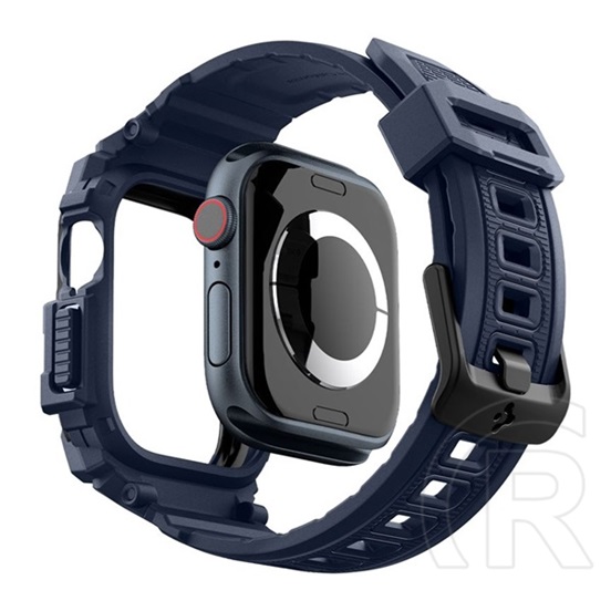 Spigen Apple Watch Series 10 42mm rugged armor pro pótszíj (egyedi méret, szilikon, ütésálló + szilikon keret) sötétkék