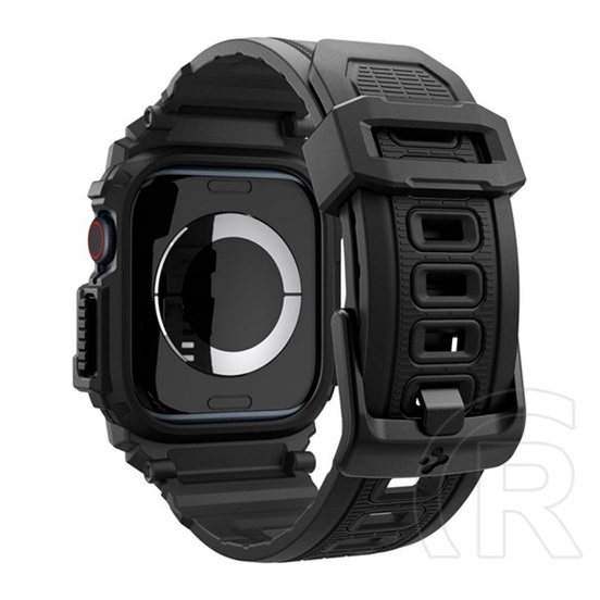 Spigen Apple Watch Series 10 42mm rugged armor pro pótszíj (egyedi méret, szilikon, ütésállóság + szilikon keret) fekete