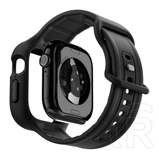 Spigen Apple Watch Series 10 46mm Spigen vault pro pótszíj (egyedi méret, matt, ütésállóság + szilikon keret) fekete