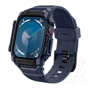 Spigen Apple Watch Series 10 46mm rugged armor pro pótszíj (egyedi méret, szilikon, ütésálló + szilikon keret) sötétkék