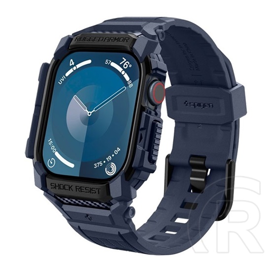 Spigen Apple Watch Series 10 46mm rugged armor pro pótszíj (egyedi méret, szilikon, ütésálló + szilikon keret) sötétkék