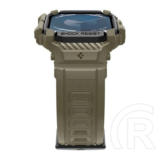 Spigen Apple Watch Series 10 46mm rugged armor pro pótszíj (egyedi méret, szilikon, ütésálló + szilikon keret) sötétzöld