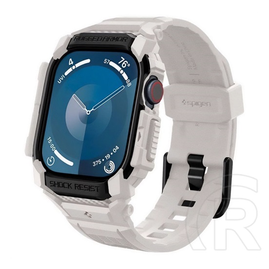Spigen Apple Watch Series 10 46mm rugged armor pro pótszíj (egyedi méret, szilikon, ütésállóság + szilikon keret) bézs