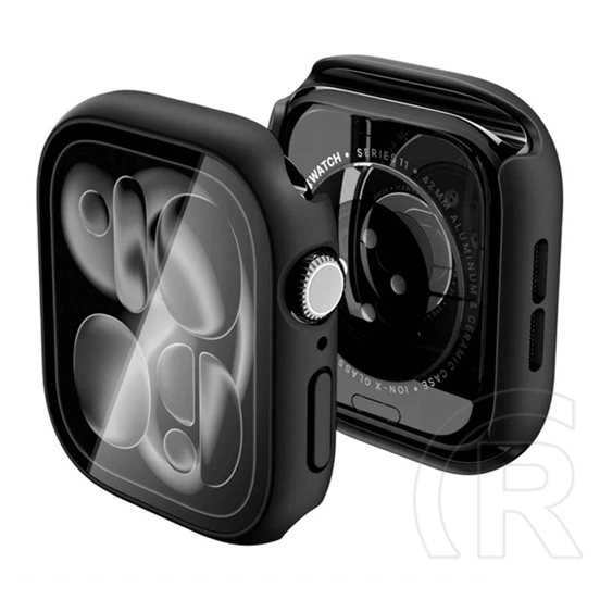 Spigen Apple Watch Series 11 42mm  thin fit 360 műanyag óra keret (ütésállóság, 360° védelem + üveg) fekete