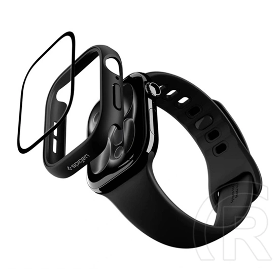 Spigen Apple Watch Series 11 42mm  thin fit 360 műanyag óra keret (ütésállóság, 360° védelem + üveg) fekete