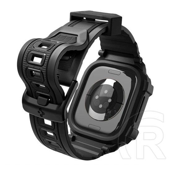 Spigen Apple Watch Series 12 42mm rugged armor pro pótszíj (egyedi méret, szilikon, ütésállóság + szilikon keret) fekete