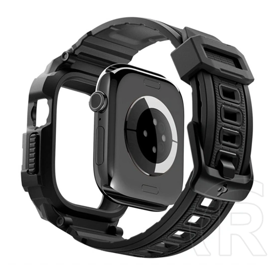 Spigen Apple Watch Series 12 46mm rugged armor pro pótszíj (egyedi méret, szilikon, ütésállóság + szilikon keret) fekete