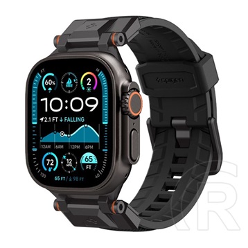 Spigen Apple Watch Series 5 44mm  durapro armor pótszíj (egyedi méret, nagy, szilikon, állítható, fém csat) fekete