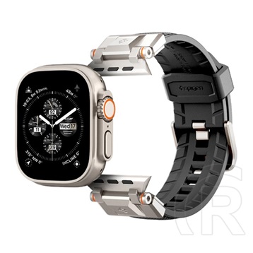 Spigen Apple Watch Series 9 45mm durapro armor pótszíj (egyedi méret, szilikon, állítható, fém csat) fekete
