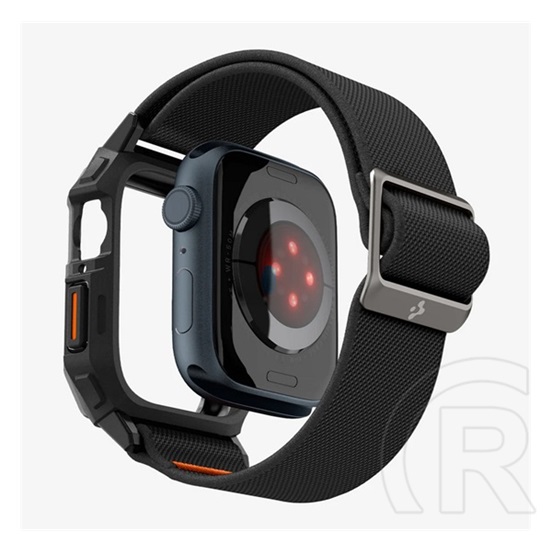 Spigen Apple Watch Series 9 45mm fit lite pro pótszíj (egyedi méret, textil, ütésállóság + szilikon keret) fekete