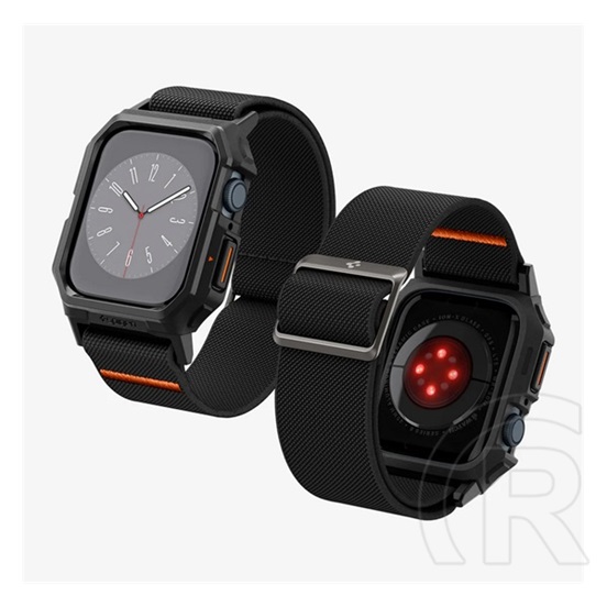 Spigen Apple Watch Series 9 45mm fit lite pro pótszíj (egyedi méret, textil, ütésállóság + szilikon keret) fekete