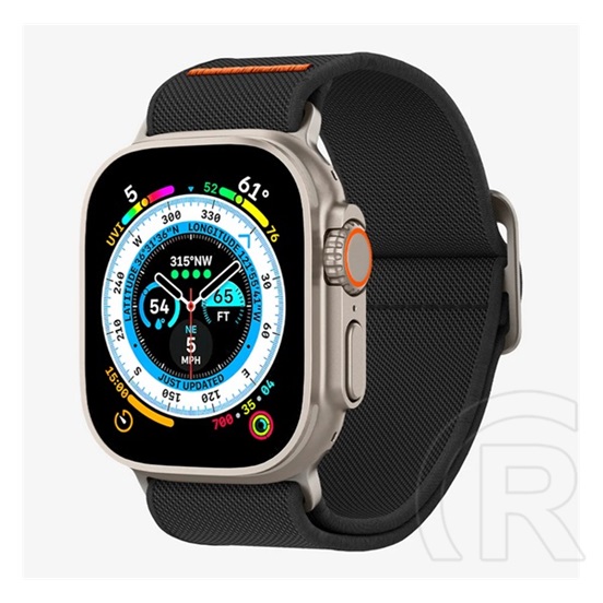 Spigen Apple Watch Series 9 45mm fit lite ultra pótszíj (egyedi méret, textil, állítható) fekete