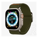 Spigen Apple Watch Series 9 45mm fit lite ultra pótszíj (egyedi méret, textil, állítható) sötétzöld