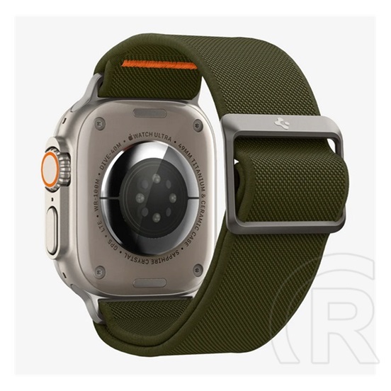 Spigen Apple Watch Series 9 45mm fit lite ultra pótszíj (egyedi méret, textil, állítható) sötétzöld