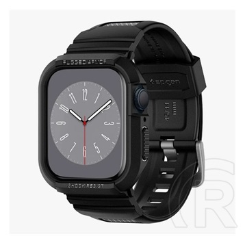 Spigen Apple Watch Series SE 44 rugged armor pro pótszíj (egyedi méret, állítható + szilikon keret) fekete