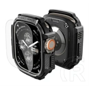 Spigen Apple Watch Ultra 3 49mm  rugged armor műanyag óra keret (ütésállóság + kijelzővédő üveg) fekete