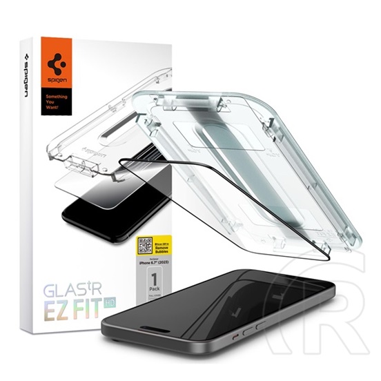 Spigen Apple iPhone 15 Plus ez fit képernyővédő üveg (2.5d, betekintés védelem, 0.2mm, 9h) átlátszó
