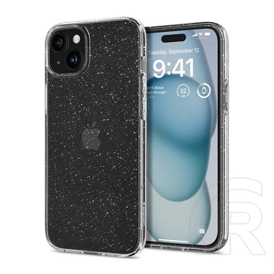 Spigen Apple iPhone 15 Plus liquid crystal glitter  védő (közepesen ütésálló, légpárnás sarok, csillámporos) átlátszó