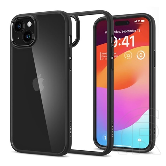Spigen Apple iPhone 15 Plus ultra hybrid műanyag telefonvédő (közepesen ütésálló, szilikon légpárnás keret) fekete