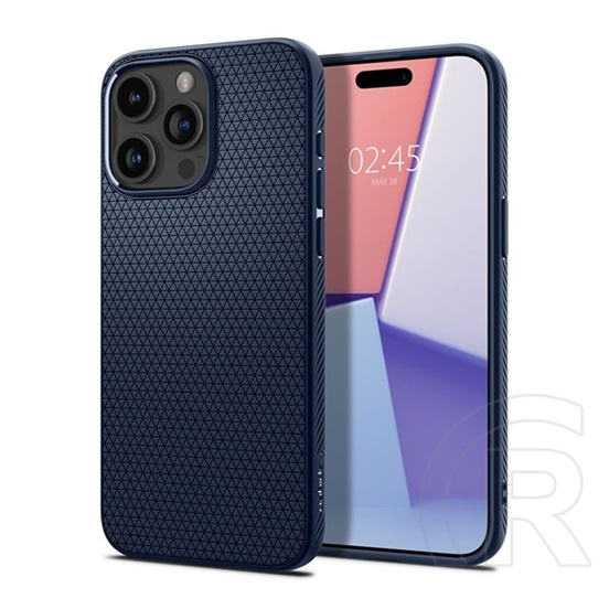 Spigen Apple iPhone 15 Pro Max liquid air szilikon védő (közepesen ütésálló, légpárnás sarok, rombusz minta) sötétkék