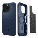 Spigen Apple iPhone 15 Pro Max mag armor védő (közepesen ütésálló, Apple magsafe kompatibilis, csíkos minta) sötétkék