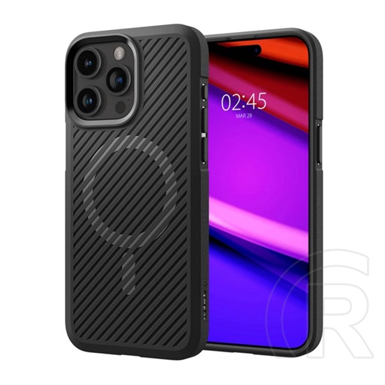 Spigen Apple iPhone 15 Pro core armor mag  védő (közepesen ütésálló, kamera védelem, csíkos minta, magsafe) fekete