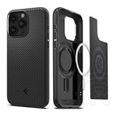 Spigen Apple iPhone 15 Pro mag armor telefonvédő (közepesen ütésálló, Apple magsafe kompatibilis, csíkos minta) fekete