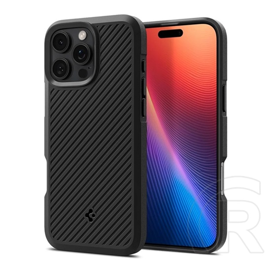 Spigen Apple iPhone 16 Pro Max core armor szilikon telefonvédő (ütésállóság, kameravédő, csíkos) fekete