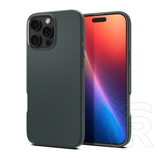 Spigen Apple iPhone 16 Pro Max liquid air szilikon telefonvédő (ütésállóság, légpárnás sarok, rombusz) sötétzöld