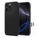 Spigen Apple iPhone 16 Pro Max liquid air t szilikon telefonvédő (ütésállóság, légpárnás sarok, rombusz, magsafe) fekete