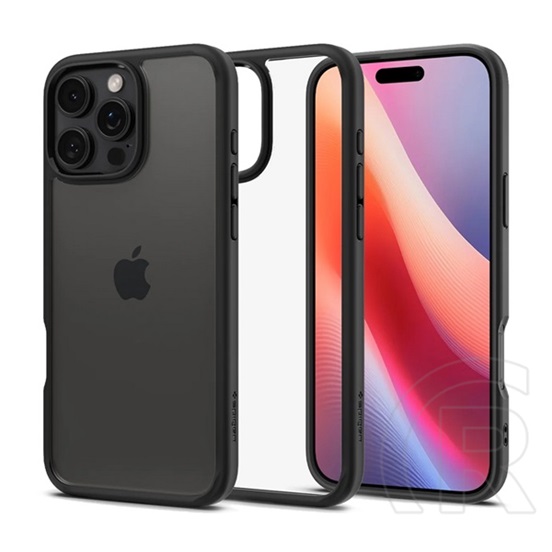 Spigen Apple iPhone 16 Pro Max ultra hybrid műanyag telefonvédő (ütésállóság, légpárnás keret) átlátszó/fekete