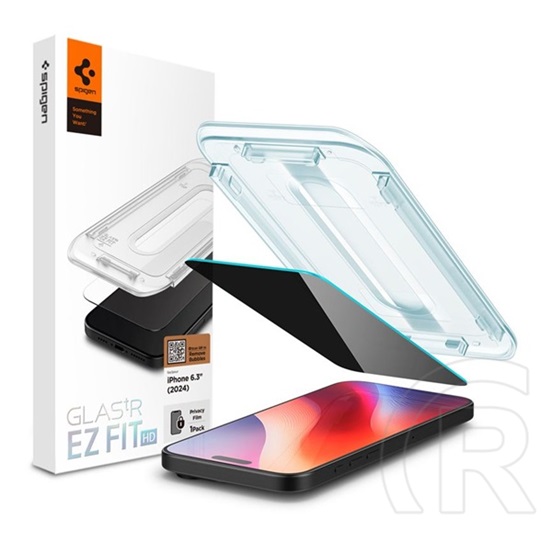 Spigen Apple iPhone 16 Pro ez fit képernyővédő üveg (2.5d, betekintés védelem, 0.2mm, 9h) átlátszó