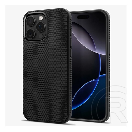 Spigen Apple iPhone 16 Pro liquid air t szilikon telefonvédő (ütésállóság, légpárnás sarok, rombusz, magsafe) fekete