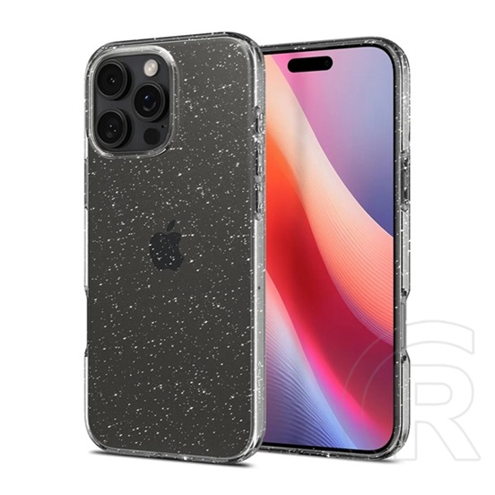 Spigen Apple iPhone 16 Pro liquid crystal glitter telefonvédő (ütésálló, légpárnás sarok, csillámporos) átlátszó
