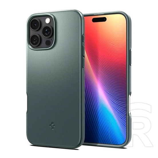 Spigen Apple iPhone 16 Pro thin fit műanyag telefonvédő (matt, ultravékony, kameravédő) sötétzöld