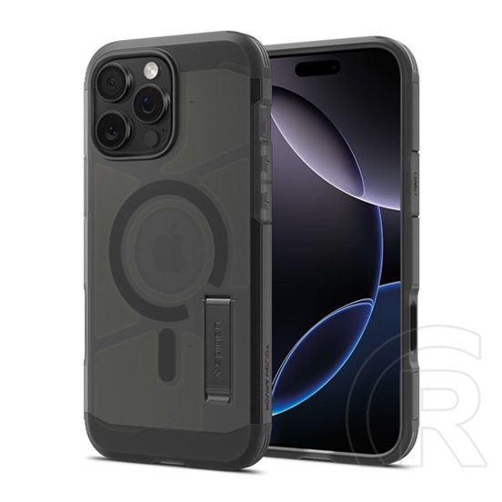 Spigen Apple iPhone 16 Pro tough armor mag t műanyag telefonvédő (ütésállóság, kitámasztó, magsafe, matt) fekete
