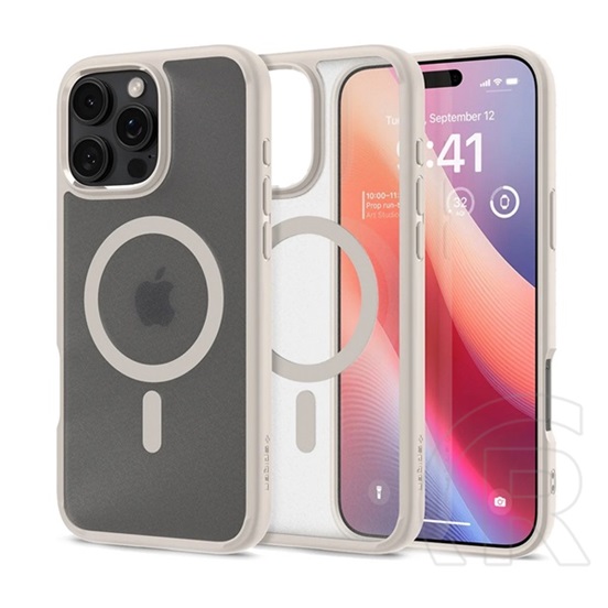 Spigen Apple iPhone 16 Pro ultra hybrid mag műanyag telefonvédő (ütésállóság, légpárnás keret, matt, magsafe) titán