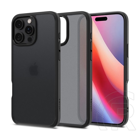 Spigen Apple iPhone 16 Pro ultra hybrid műanyag telefonvédő (ütésállóság, légpárnás keret, matt) fekete/átlátszó