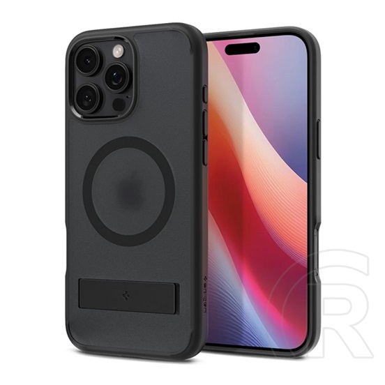 Spigen Apple iPhone 16 Pro ultra hybrid s műanyag telefonvédő (ütésállóság, légpárnás keret, kitámasztó, magsafe) fekete